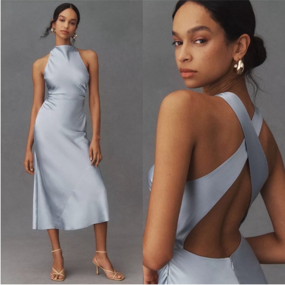 Reformation Casette Silk Dress in Horizon